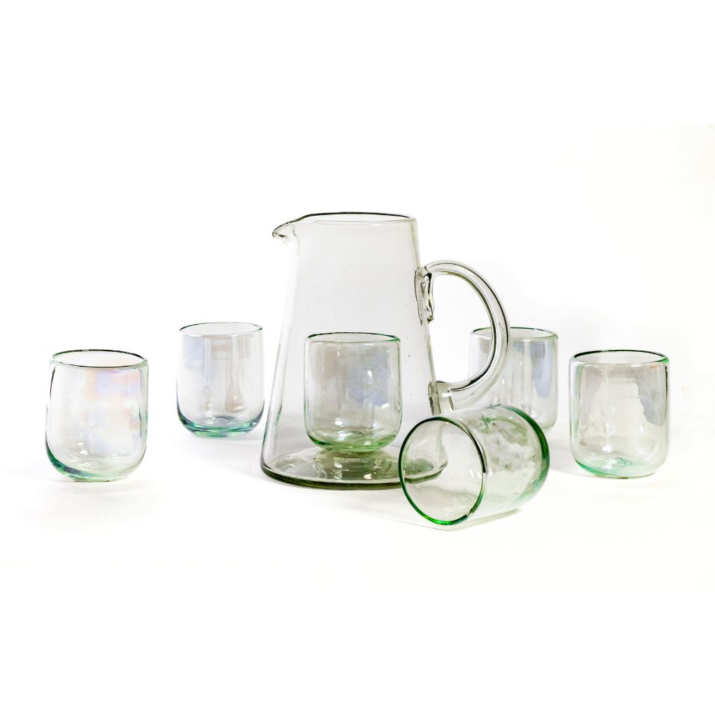 Set Jarra 6 Vasos Boleado Recto